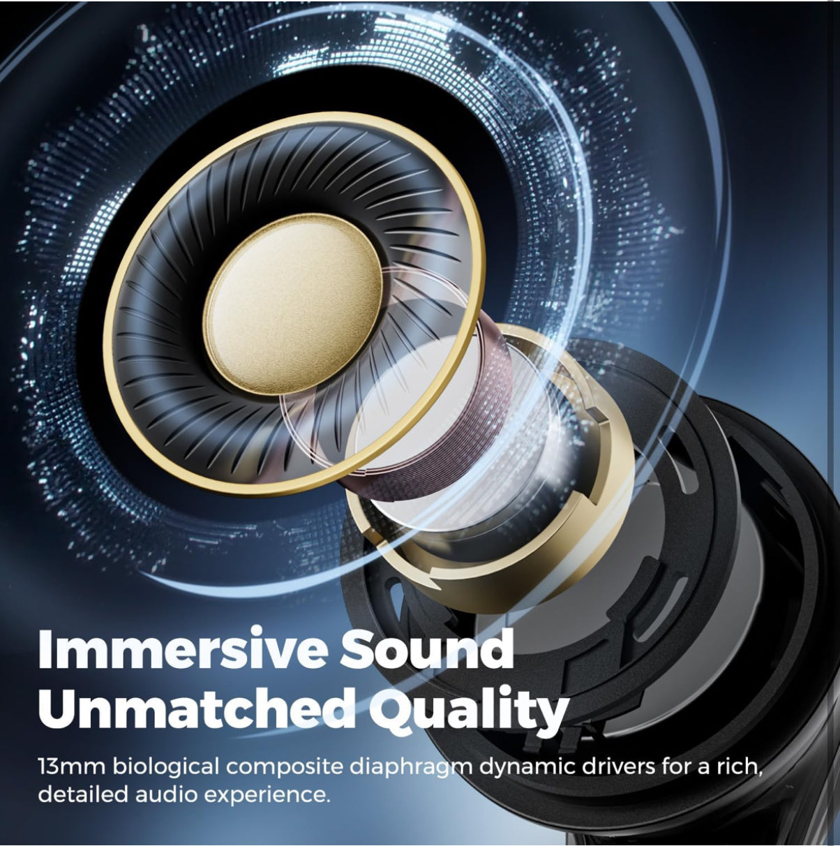 SoundPEATS Clear Pods In Ear Earphones Bluetooth 5.3, True Wireless Earbuds 40 Hours Playtime with Microphones Deep Bass, APP Control