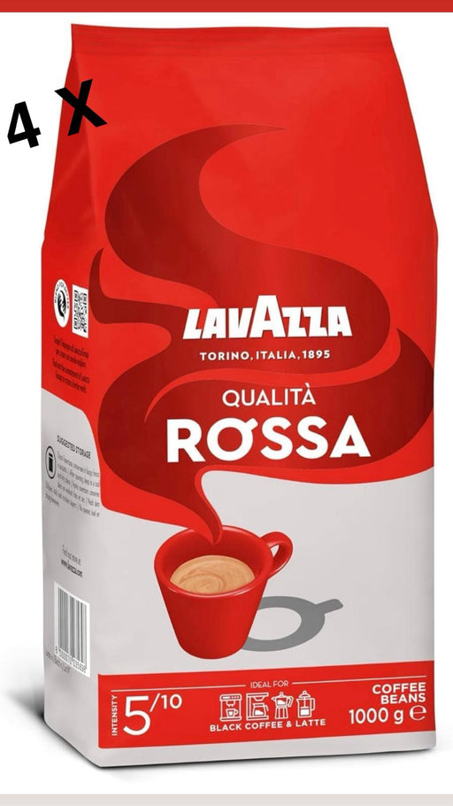 4 X 1kg Lavazza, Qualità Rossa, Coffee Beans, with Aromatic Notes of Chocolate and Dried Fruit, Arabica and Robusta, Intensity 5/10, Medium Roasting. BBE 30-04-25 RRP £79.99 Sale Price £49