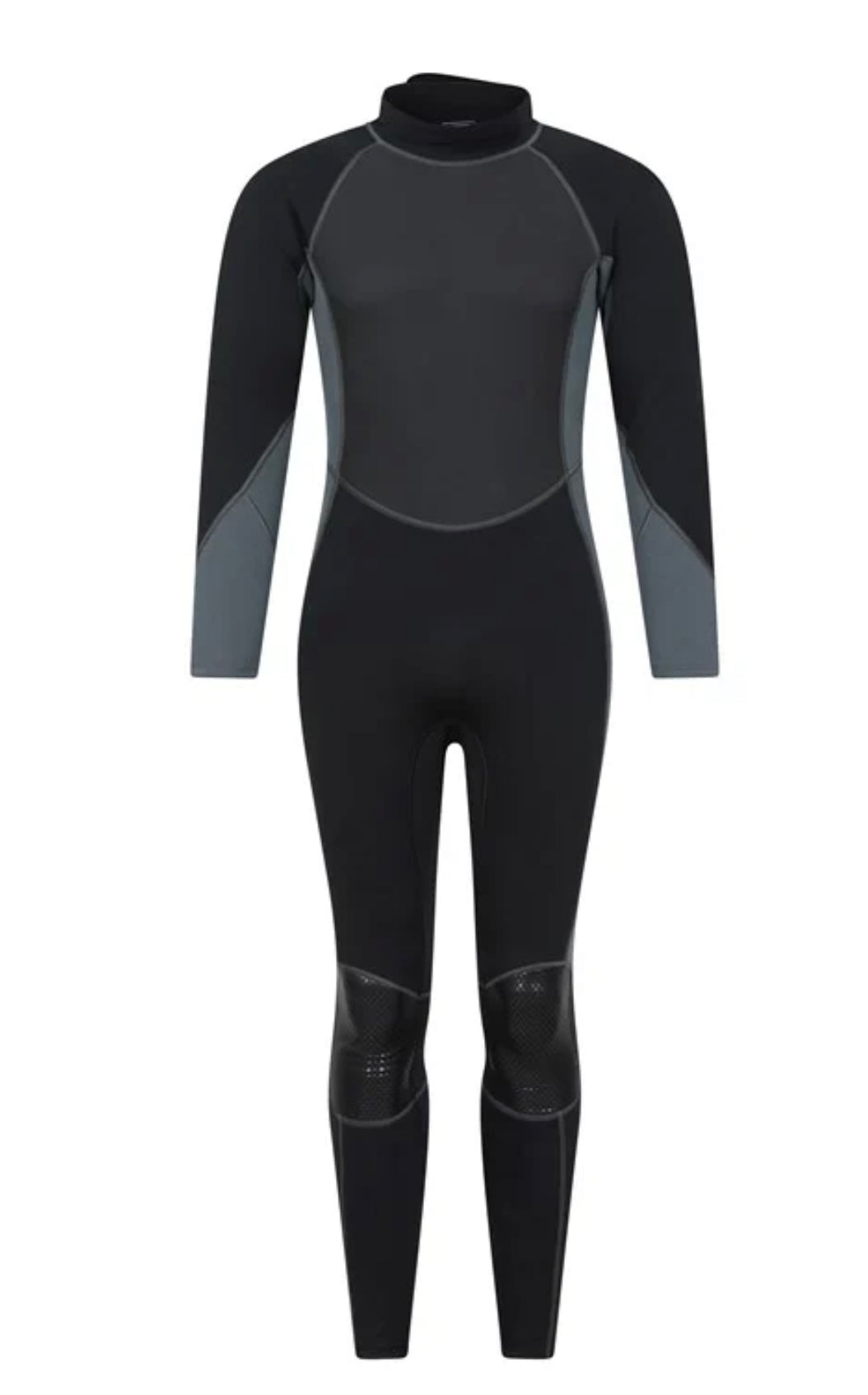 Mountain Warehouse Mens black / Grey 2.5mm Thickness Full Wetsuit - UPF 50+, Contour Fit, Adjustable Neck, Rubber Panel for Improved Grip - Long Sleeve Spring Summer Wet Suit for Bodyboarding & Surfing