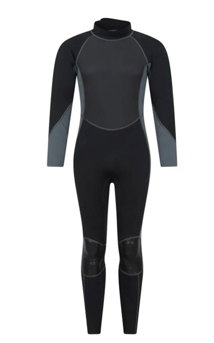 Mountain Warehouse Mens black / Grey 2.5mm Thickness Full Wetsuit - UPF 50+, Contour Fit, Adjustable Neck, Rubber Panel for Improved Grip - Long Sleeve Spring Summer Wet Suit for Bodyboarding & Surfing