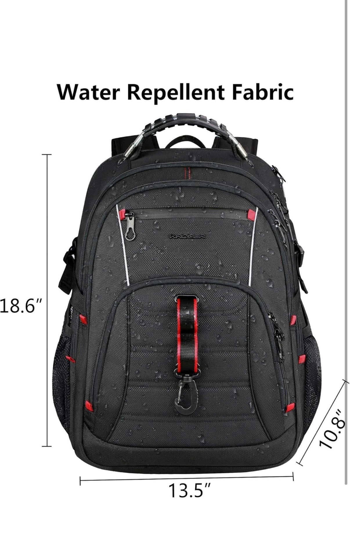 KROSER Travel Laptop Backpack 17.3 inch XL Computer Backpack Stylish College Backpack with RFID Pockets USB Charging Port REFLECTIVE STRIPS Water-Repellent Day pack for Business/Men