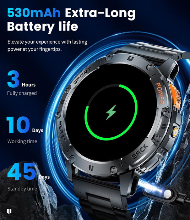 LIGE Military Smart Watch for Men with Bluetooth Call,1.43" AMOLED with LED Flashlight/530mAh,100+ Sports Mode Tactical Fitness Tracker/Heart Rate Sleep Health Monitor/IP68 Waterproof for Android iOS