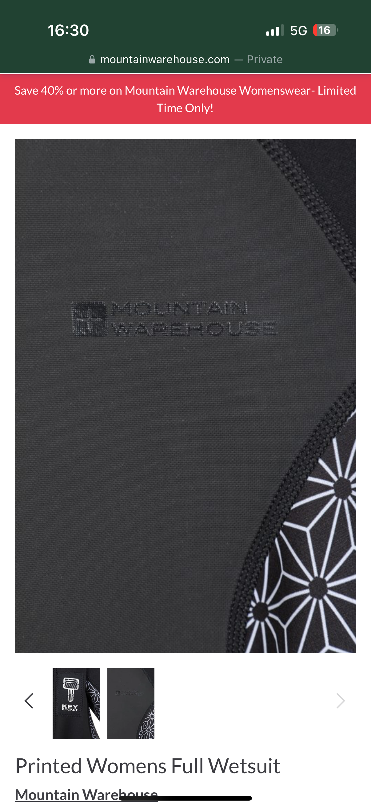 Mountain Warehouse Women's printed black 2.5mm Thickness Full Wetsuit - UPF 50+, Contour Fit, Adjustable Neck, Rubber Panel for Improved Grip - Long Sleeve Spring Summer Wet Suit for Bodyboarding & Surfing