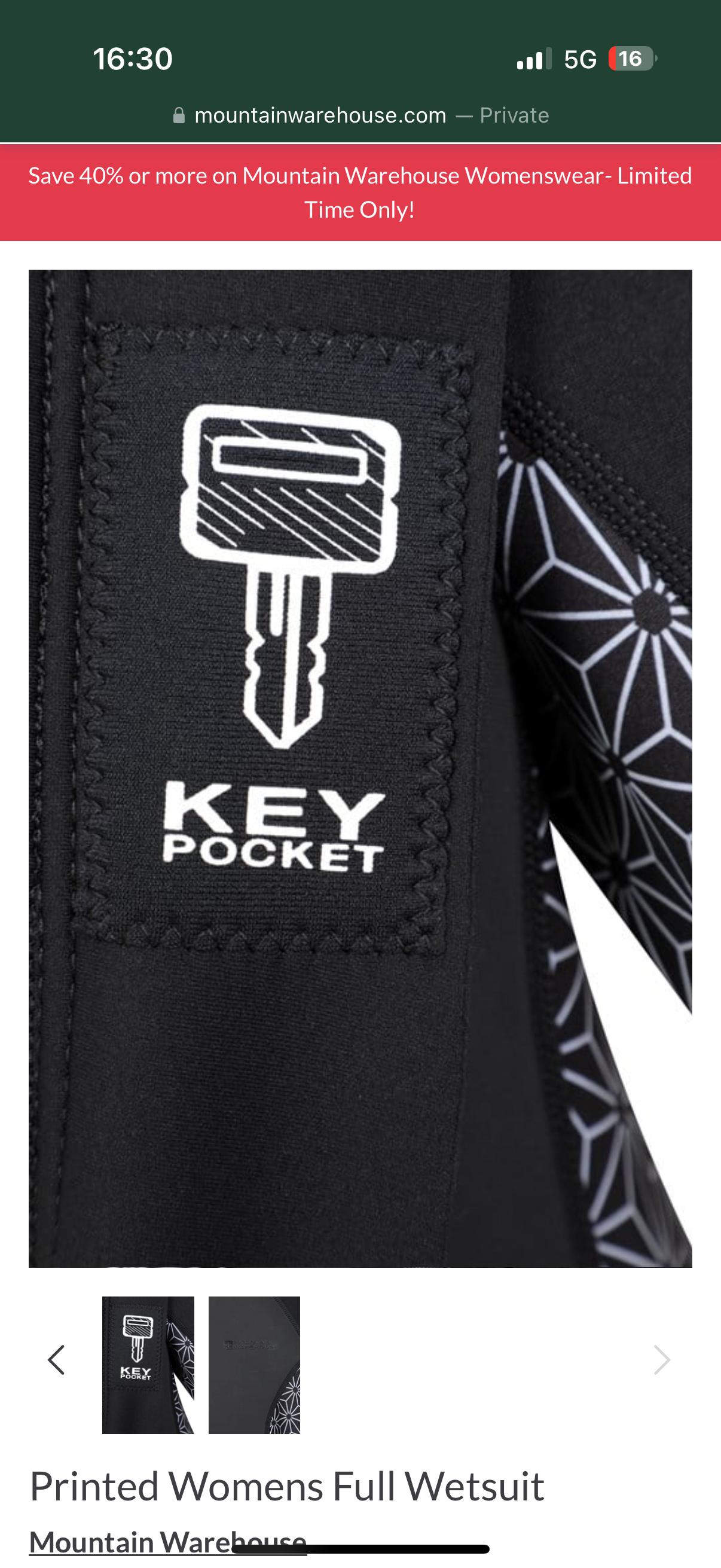 Mountain Warehouse Women's printed black 2.5mm Thickness Full Wetsuit - UPF 50+, Contour Fit, Adjustable Neck, Rubber Panel for Improved Grip - Long Sleeve Spring Summer Wet Suit for Bodyboarding & Surfing