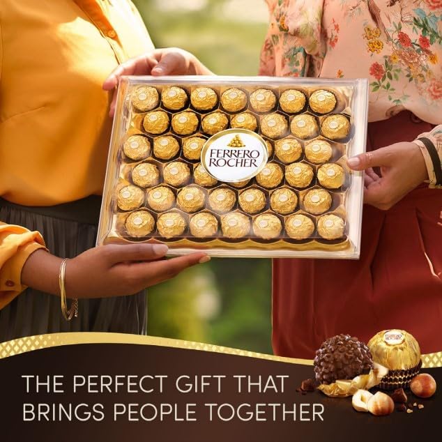 Ferrero Rocher Pralines, Chocolate Gifts, Father's Day Gift, Large Chocolate Box Covered in Milk Chocolate and Nuts, Box of 42 (525g)  BBE 20-09-25 RRP £20 Sale price £11.49