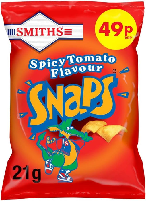 30 x 21g Snaps Spicy Tomato Snacks Crisps 49p  - Snaps Spicy Tomato Flavour Potato Snack with Sugar and Sweetner  BBE 09-08-25 RRP £25 Sale price £12.49