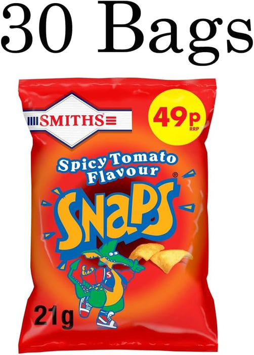 30 x 21g Snaps Spicy Tomato Snacks Crisps 49p  - Snaps Spicy Tomato Flavour Potato Snack with Sugar and Sweetner  BBE 09-08-25 RRP £25 Sale price £12.49