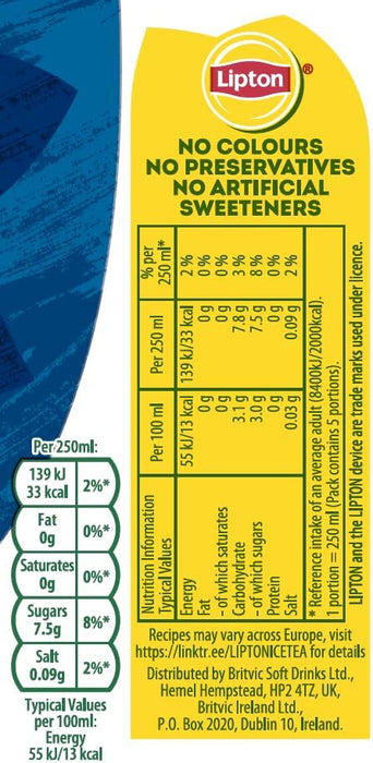 12X1.25L Lipton Lemon Bottled Ice Tea, low calorie soft drink, 100% black tea extract BBE 05-25 RRP £24.99 Sale price £11.99