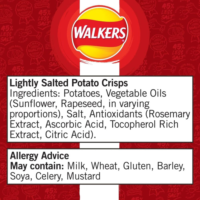 32X45g Walkers Less Salt Lightly Salted Crisps  BBE 11-10-25 RRP £32 SALE PRICE £16.99