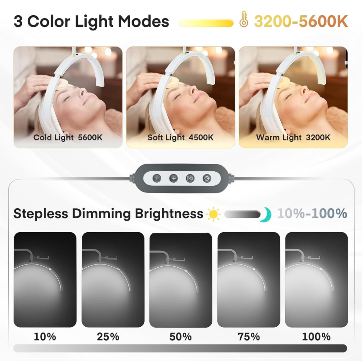 Lmaqfum Half Moon Lamp Eyelash LED Floor Lamp, 29'' Foldable Half Moon Light for Lash Extension,Lash Lamp, Esthetician Light with Phone Holder & Stand Tray, Lash Light for Eyelash Tech, Tattoo