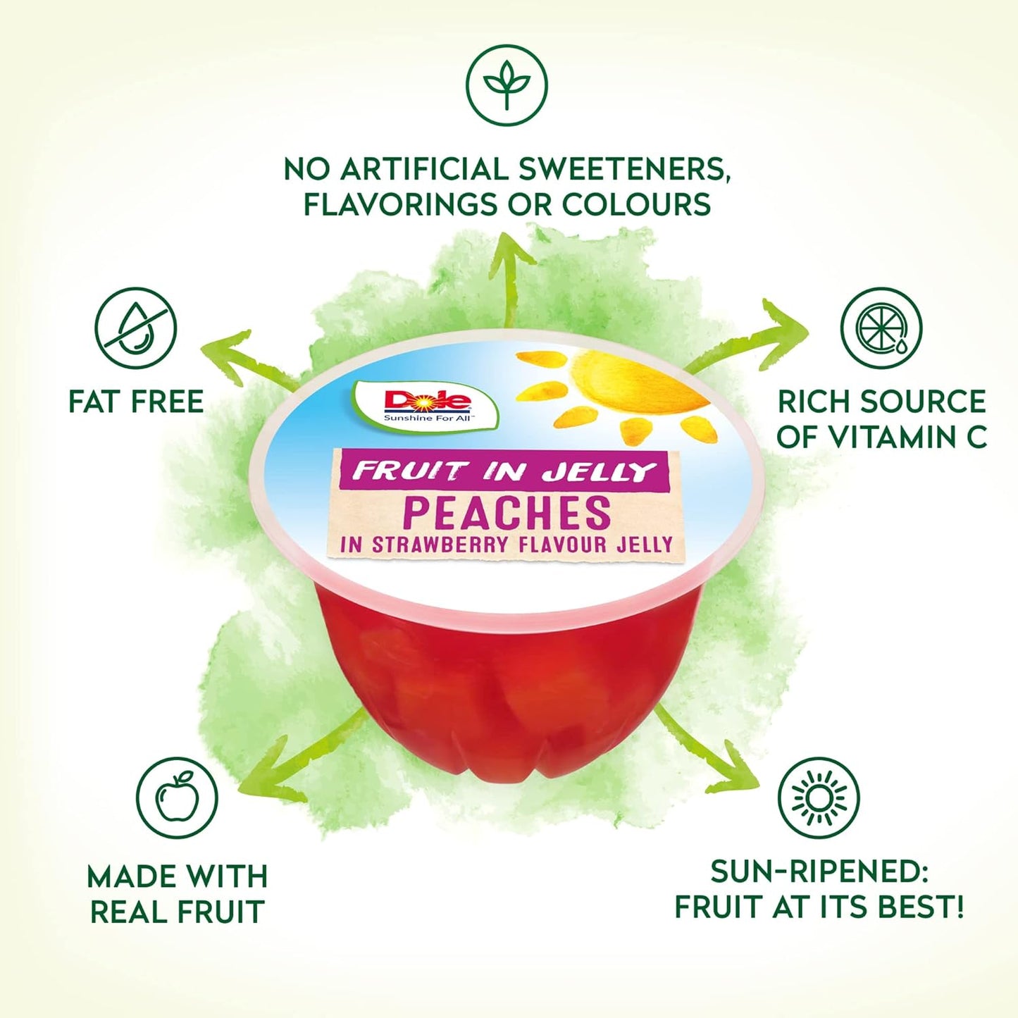 Dole Peach in Strawberry Jelly Fruit Bowls (20x123g)