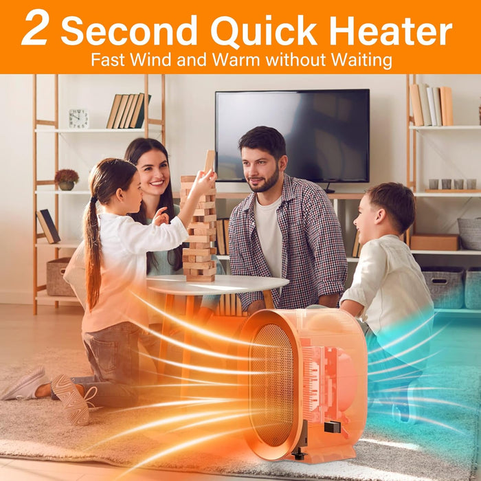 1200W Air Heater Portable Electric Heaters,Ceramic Plug in Heater,Electric Fan Heaters Low Energy Silent,Space Heater Multiple Protection,2 Modes Adjustable Thermostat for Office,Home and Bedroom