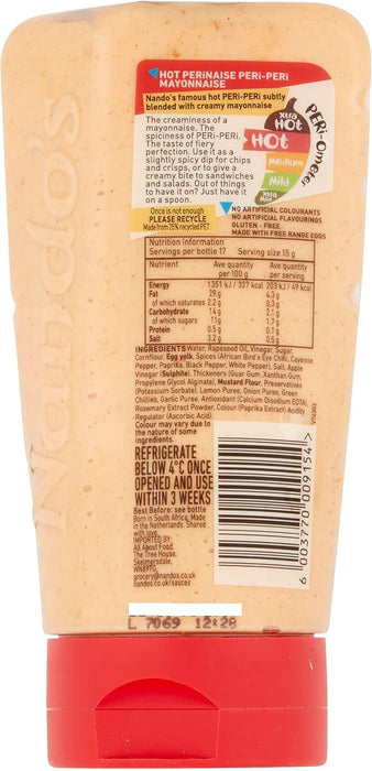 6X265g Nando's Hot Perinaise Peri-peri Mayonnaise BBE 11-25 RRP £15 Sale £8.99