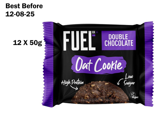 12x50G FUEL10K Double Chocolate Breakfast Oat Cookie, High Protein  Fibre, BBE 12-08-25 RRP £15 Sale price 7.99