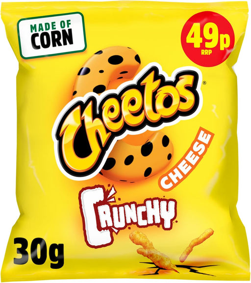 30X30g Cheetos Crunchy Crisps Cheese Corn Snacks   BBE 07-09-25 RRP £23 Sale £10.99