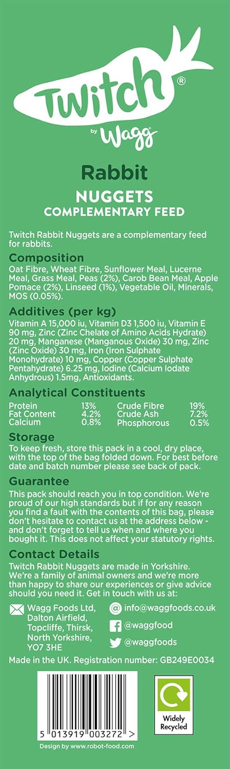 5X Wagg Twitch Rabbit Food 2kg-Complementary Feed Nuggets  BBE 05-25 RRP £15 Sale price £7.49