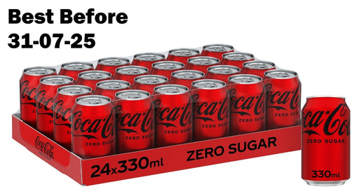 24 X 330ml Coca Cola Zero Sugar Cans BBE 31-07-25 RRP £15 Sale £9.49 Free Shipping