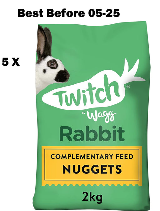5X Wagg Twitch Rabbit Food 2kg-Complementary Feed Nuggets  BBE 05-25 RRP £15 Sale price £7.49