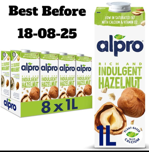 8X1L Alpro Hazelnut Drink - Plant-Based Long Life Dairy Free & Lactose Free Milk Alternative  BBE 18-8-25 RRP £20 Sale price £8.99
