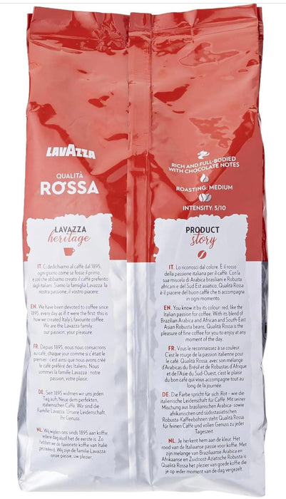 4 X 1kg Lavazza, Qualità Rossa, Coffee Beans, with Aromatic Notes of Chocolate and Dried Fruit, Arabica and Robusta, Intensity 5/10, Medium Roasting. BBE 30-04-25 RRP £79.99 Sale Price £49
