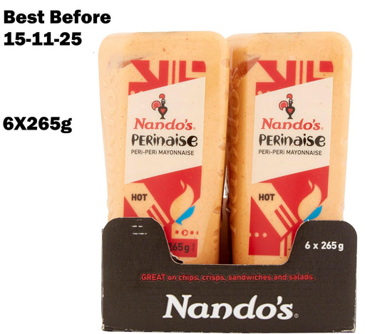 6X265g Nando's Hot Perinaise Peri-peri Mayonnaise BBE 11-25 RRP £15 Sale £8.99