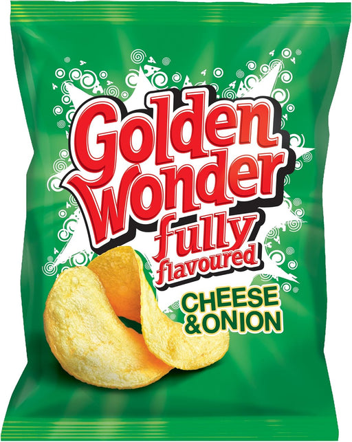 32X32.5g Golden Wonder Cheese And Onion Crisps Full Box   BBE 18-09-25 RRP £22 Sale price £11.99