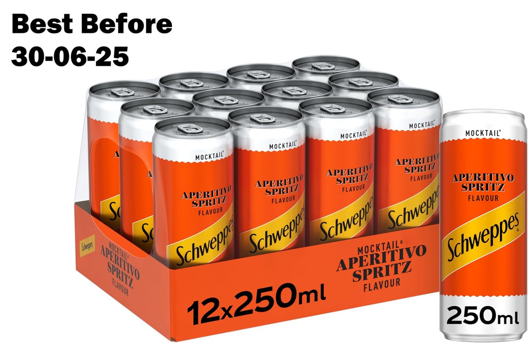 12X250ml Schweppes Cans Aperitivo Spritz  BBE 06-25 RRP £21 Sale price £8.99
