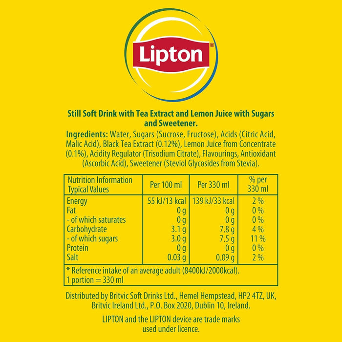 12X1.25L Lipton Lemon Bottled Ice Tea, low calorie soft drink, 100% black tea extract BBE 05-25 RRP £24.99 Sale price £11.99