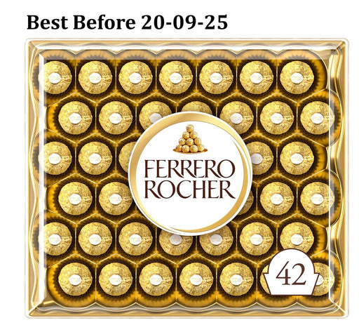 Ferrero Rocher Pralines, Chocolate Gifts, Father's Day Gift, Large Chocolate Box Covered in Milk Chocolate and Nuts, Box of 42 (525g)  BBE 20-09-25 RRP £20 Sale price £11.49