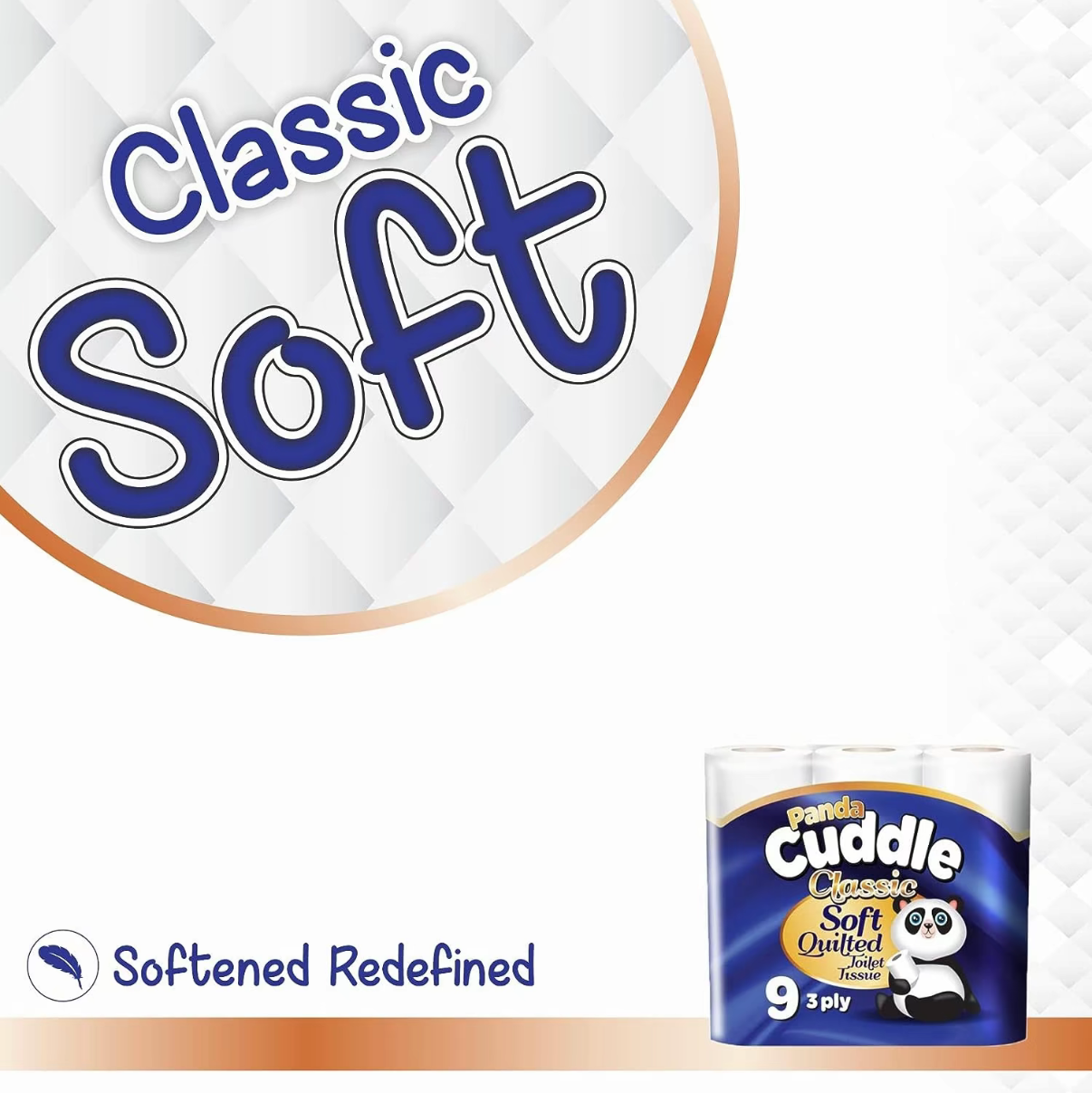 Panda Cuddle 3-Ply Soft Quilted Unscented Toilet Rolls - Unscented Toilet Rolls - Premium Bathroom Toilet Rolls for Luxurious Comfort and Hygiene (Packs of 9) 64 packs on a pallet