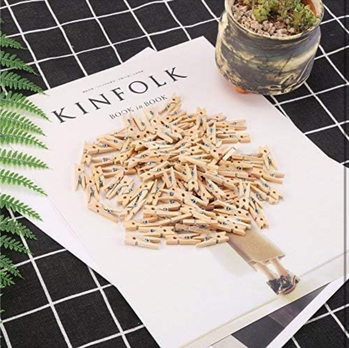 100 Pieces Mini Wooden Pegs Clips Photo Pins Coloured Craft, Natural