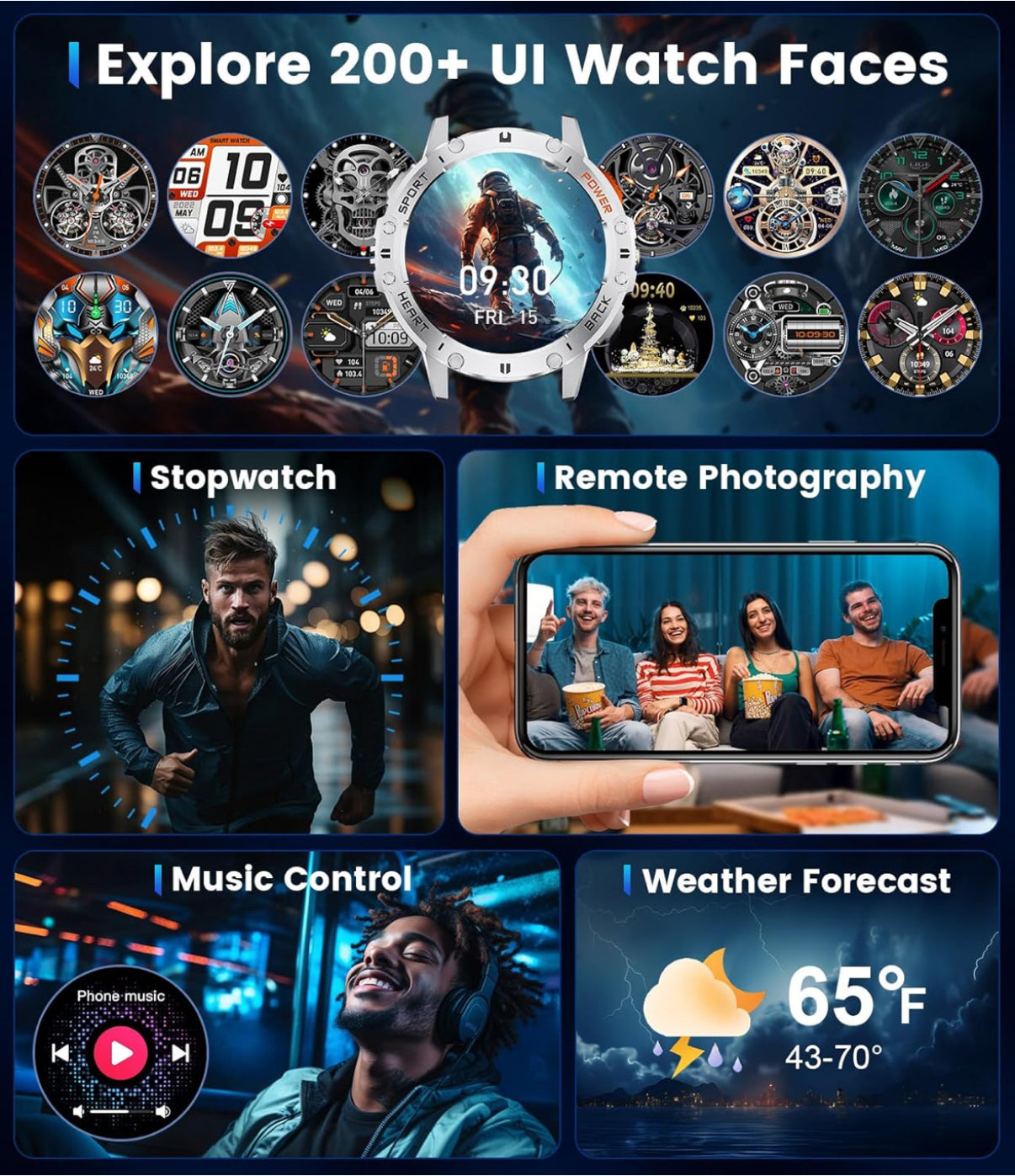 Joblot 20 x LIGE Military Smart Watch for Men with Bluetooth Call,1.43" AMOLED with LED Flashlight/530mAh,100+ Sports Mode Tactical Fitness Tracker/Heart Rate Sleep Health Monitor/IP68 Waterproof for Android iOS