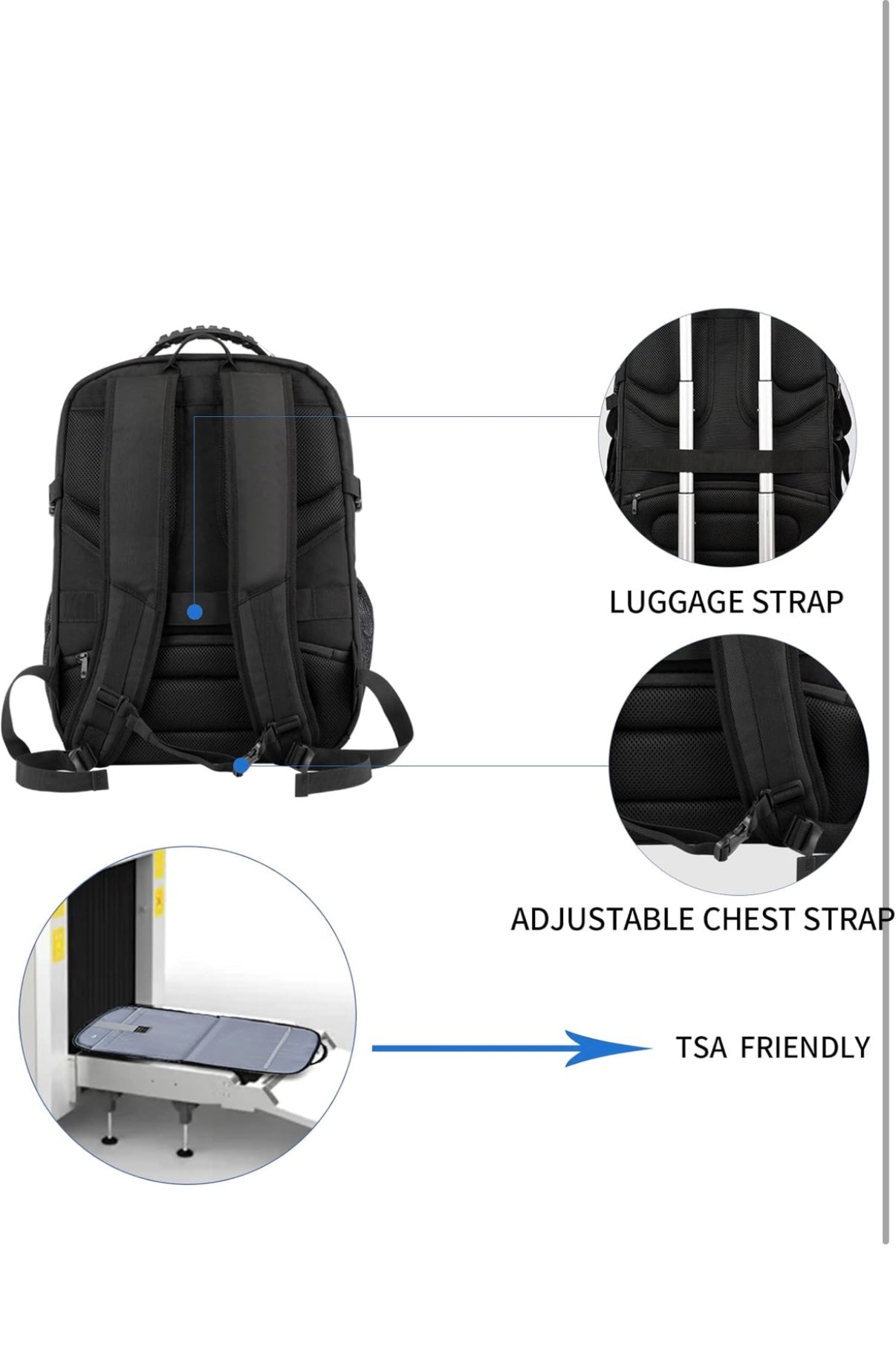 KROSER Travel Laptop Backpack 17.3 inch XL Computer Backpack Stylish College Backpack with RFID Pockets USB Charging Port REFLECTIVE STRIPS Water-Repellent Day pack for Business/Men