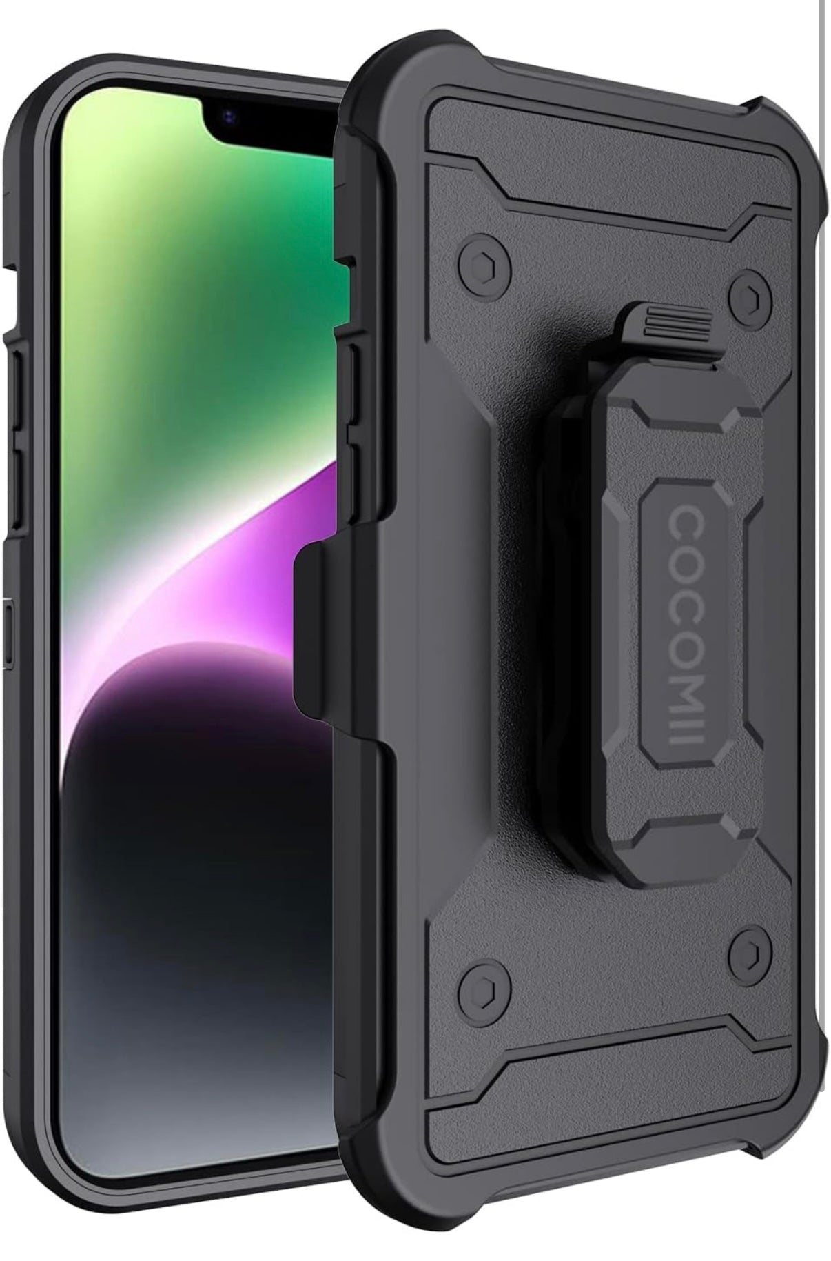 Cocomii Belt Clip Case - Luxury, Swivel Holster, Inward & Outward Facing, Kickstand, Military Grade, Heavy Duty, Shockproof (Black)