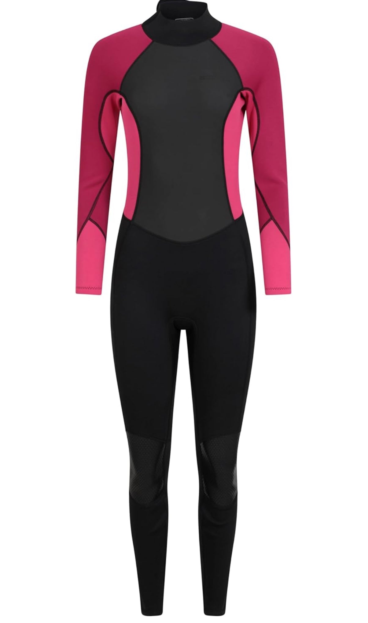 Mountain Warehouse Women's full suit Pink / Black 2.5mm Thickness Full Wetsuit - UPF 50+, Contour Fit, Adjustable Neck, Rubber Panel for Improved Grip - Long Sleeve Spring Summer Wet Suit for Bodyboarding & Surfing
