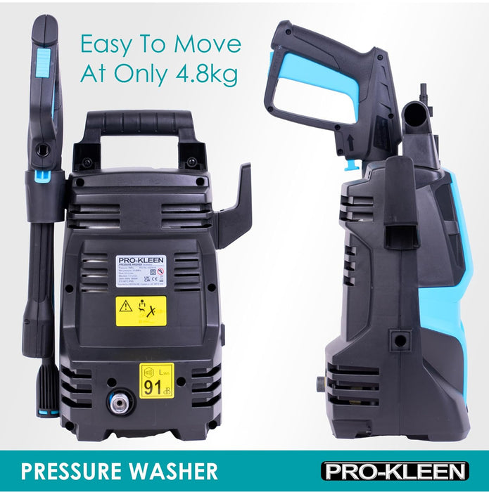 Pro-Kleen Pressure Jet Washer, 1400W Power Wash, Electric High Performance Cleaner With Accessories For Patio and Car, Portable For Cleaning Drives, Vehicles, Garden Furniture