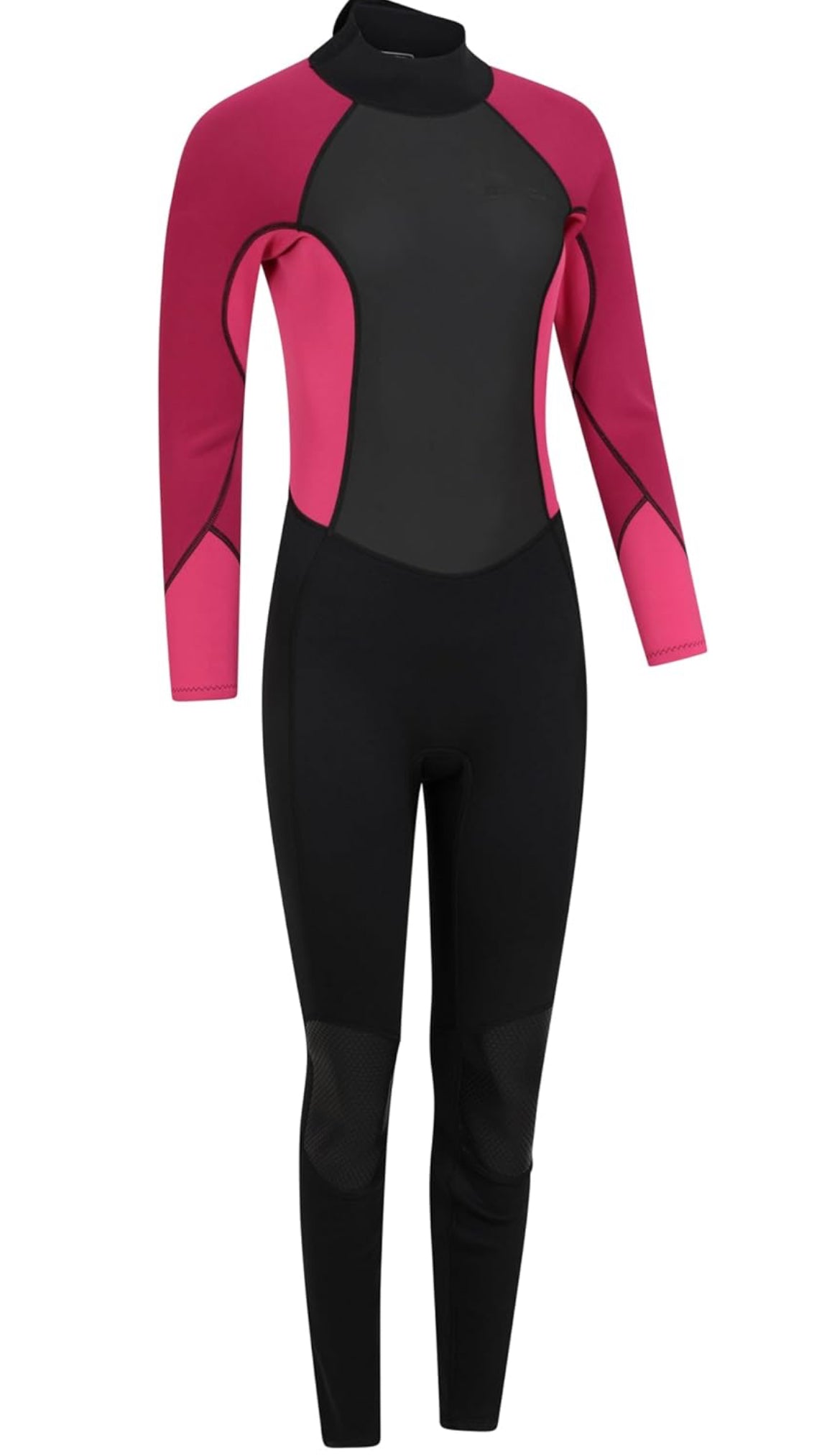 Mountain Warehouse Women's full suit Pink / Black 2.5mm Thickness Full Wetsuit - UPF 50+, Contour Fit, Adjustable Neck, Rubber Panel for Improved Grip - Long Sleeve Spring Summer Wet Suit for Bodyboarding & Surfing