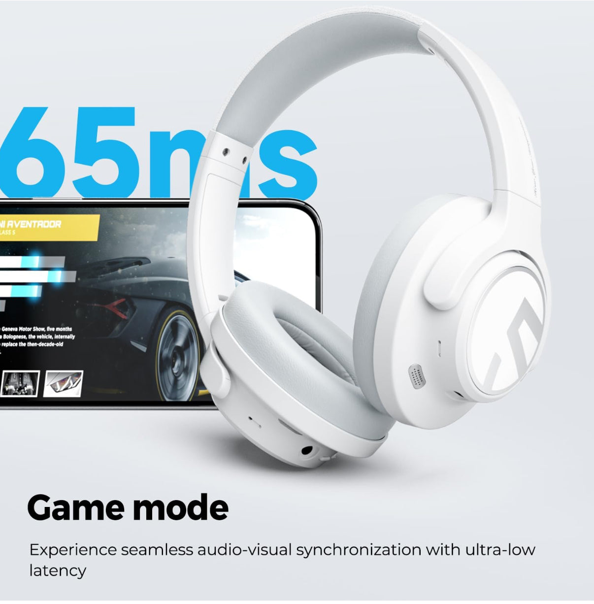 SoundPEATS Space Hybrid Active Noise Cancelling Wireless On-Ear Headphones Foldable Lightweight Over-Ear Bluetooth 5.3, Built-in Microphone, 40mm Driver, 123H Play, Multipoint Connection with ANC