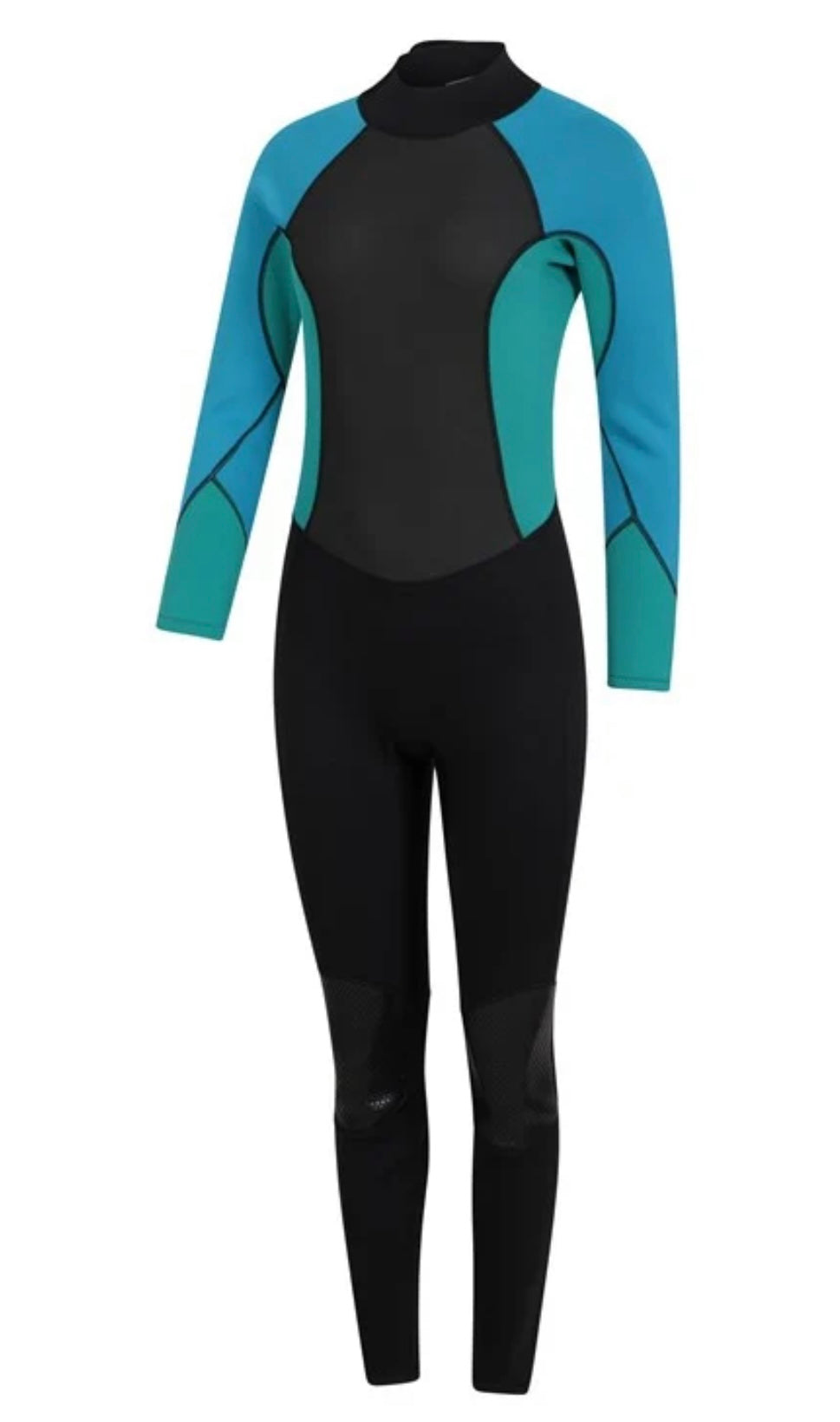 Mountain Warehouse Women's turquoise / black 2.5mm Thickness Full Wetsuit - UPF 50+, Contour Fit, Adjustable Neck, Rubber Panel for Improved Grip - Long Sleeve Spring Summer Wet Suit for Bodyboarding & Surfing