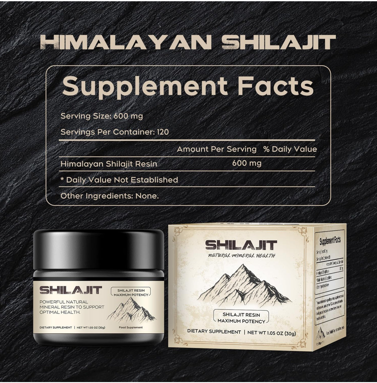 Shilajit Resin, Berrlly Pure Himalayan Shilajit Resin 600mg with 85+ Trace Minerals Complex Beverage for Energy Support, 30 Grams a Box for Suggust 2 Months
