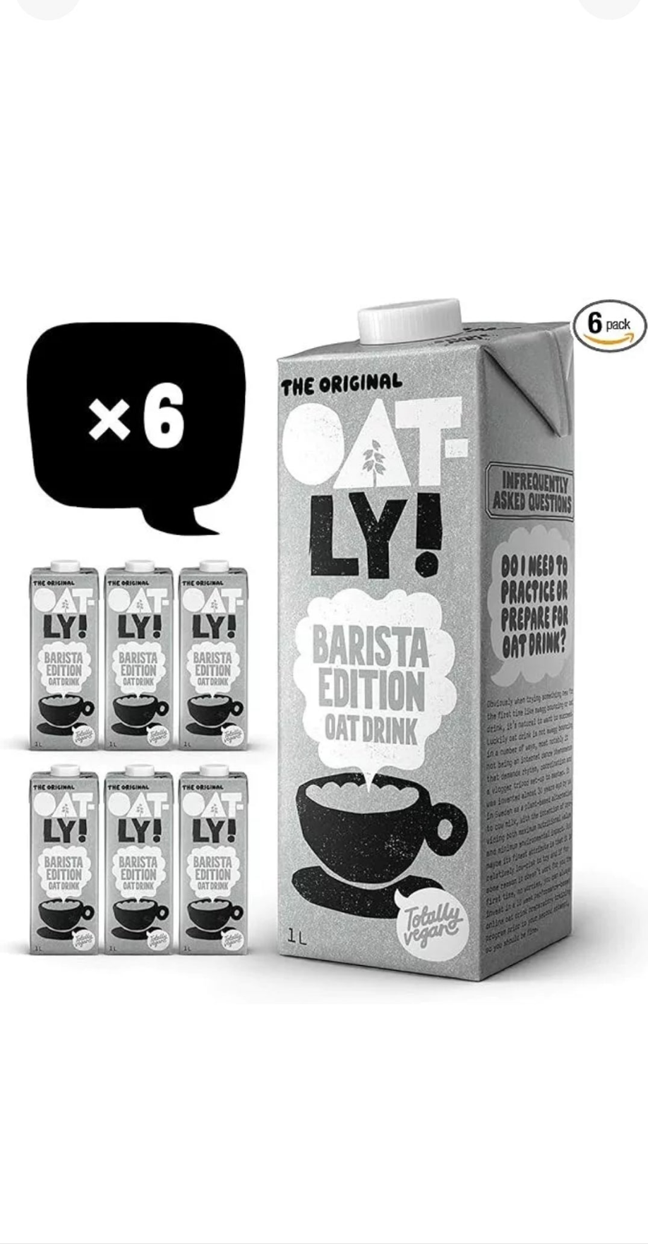 Oatly Barista Oat Drink Long Life 6 x 1Litre(Pack of 6) BBE 12/25 in just £9.99