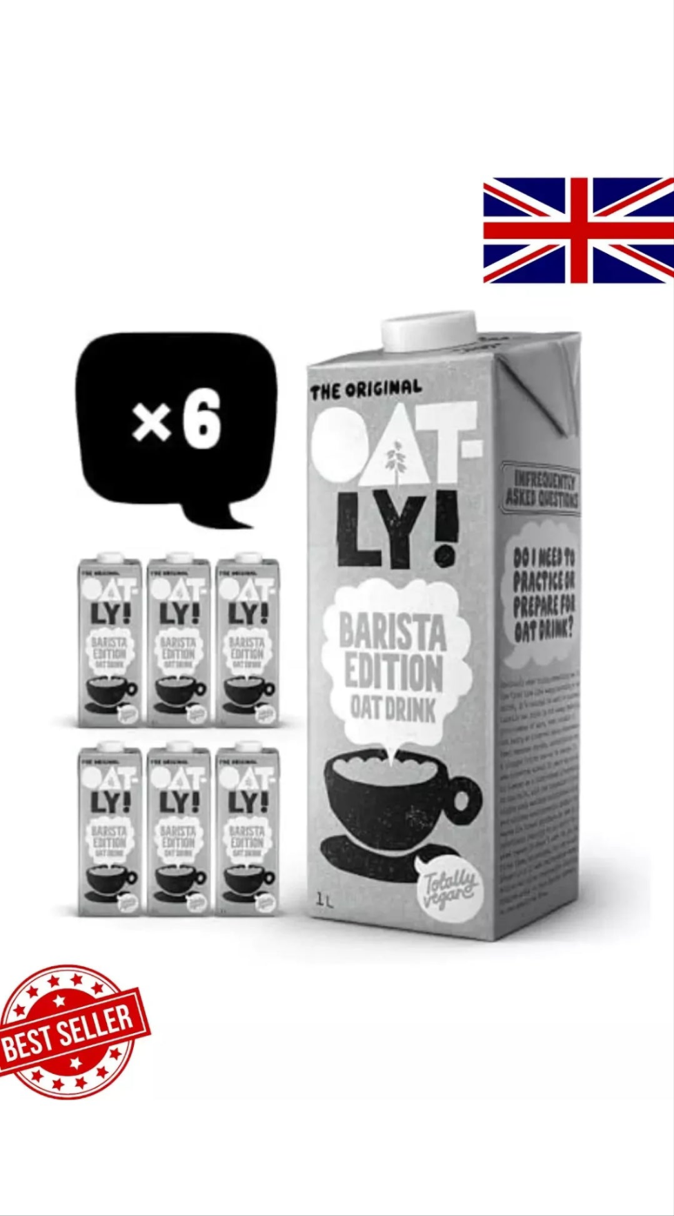 Oatly Barista Oat Drink Long Life 6 x 1Litre(Pack of 6) BBE 12/25 in just £9.99