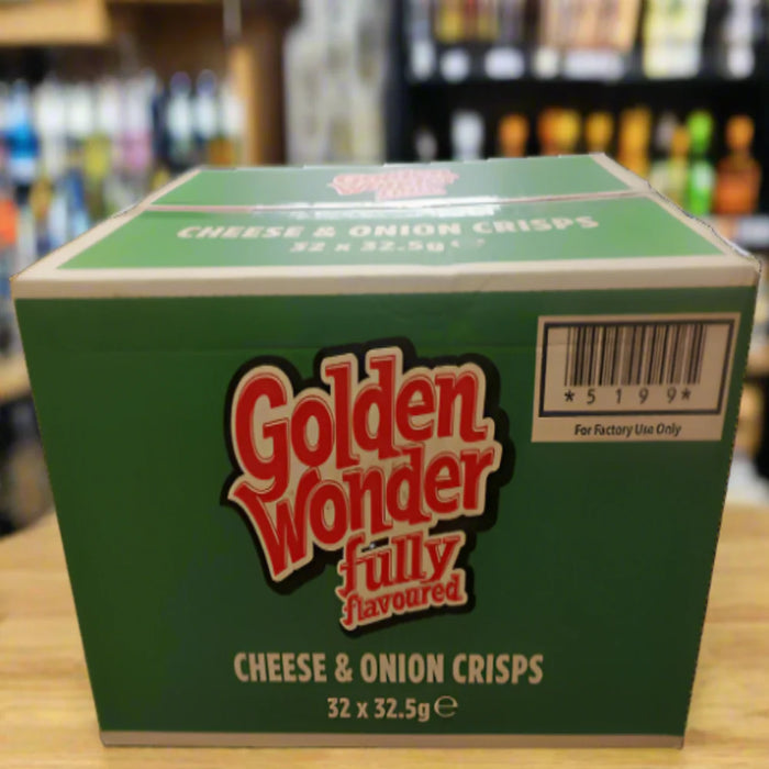 32X32.5g Golden Wonder Cheese And Onion Crisps Full Box   BBE 18-09-25 RRP £22 Sale price £11.99