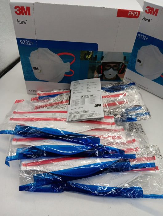 20 x 3M Aura 9332+ FFP3 Valved Respirator Face Mask Disposable dust mask