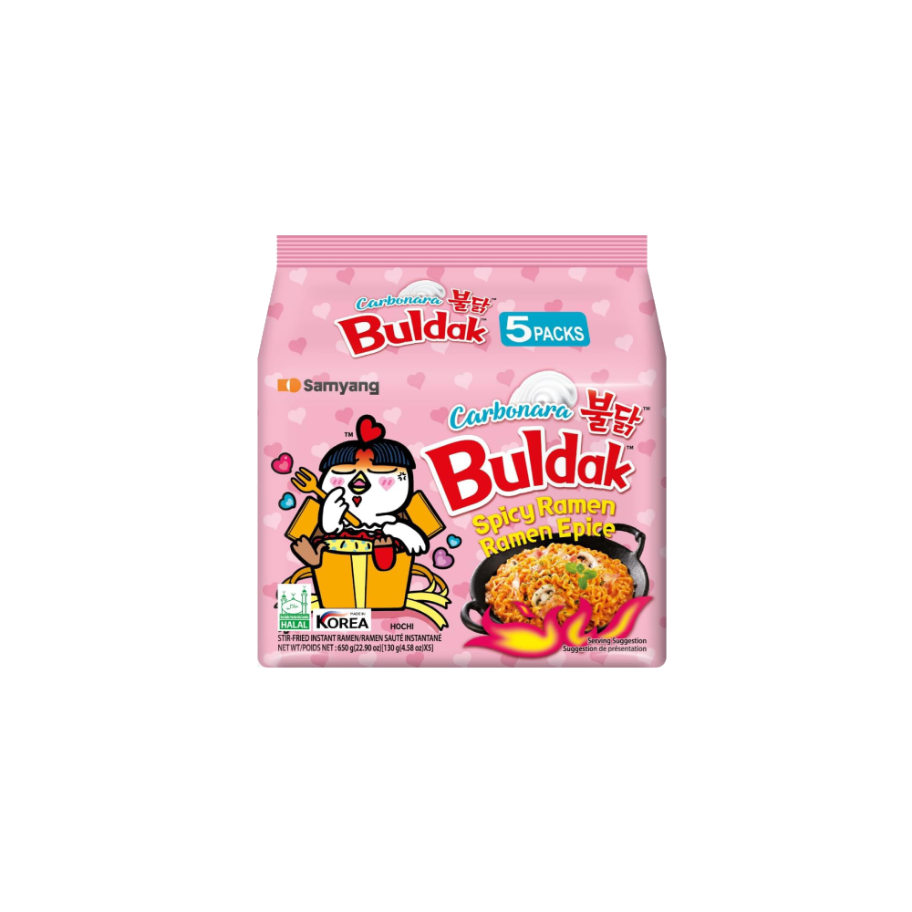 Samyang Buldak - Korean Spicy Creamy Carbonara Ramen Instant Noodles (5x130g)