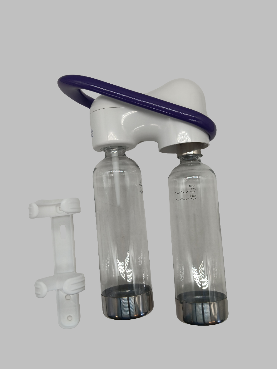Premium Carbonating Bottles 2x0.9L white - Compatible with Drinkmate, Wassermaxx, Aqvia, Sodapop and Levivo - Quick-Lock Reusable Bottles - Lid and Base Made of Stainless Steel - BPA Free
