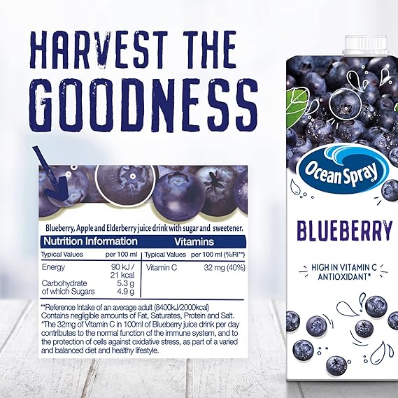 12 X 1 Litre Ocean Spray Blueberry Juice Drink, 1L Carton (12-Pack) BBE May 25 in just £7.50
