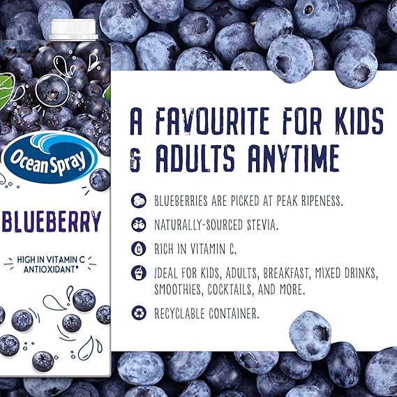 12 X 1 Litre Ocean Spray Blueberry Juice Drink, 1L Carton (12-Pack) BBE May 25 in just £7.50