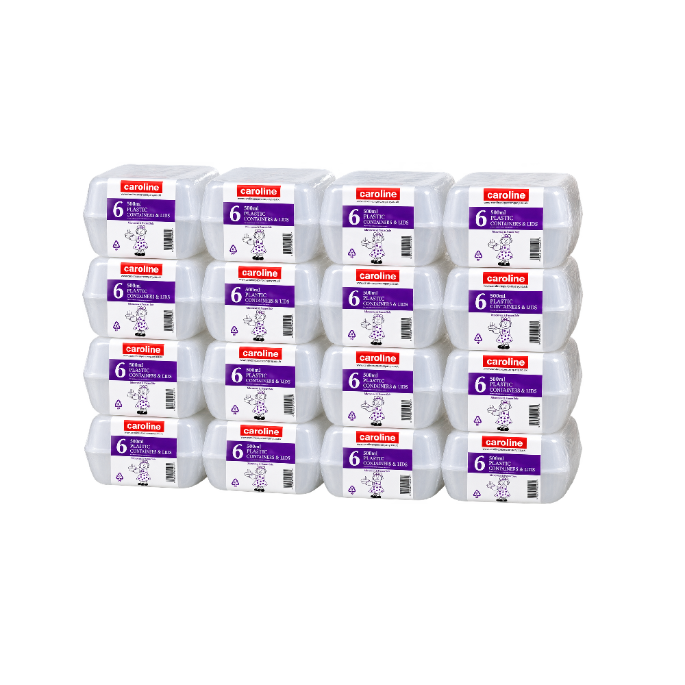 Caroline Plastic 500ml Tubs & Lids 6x16 (96 Tubs)