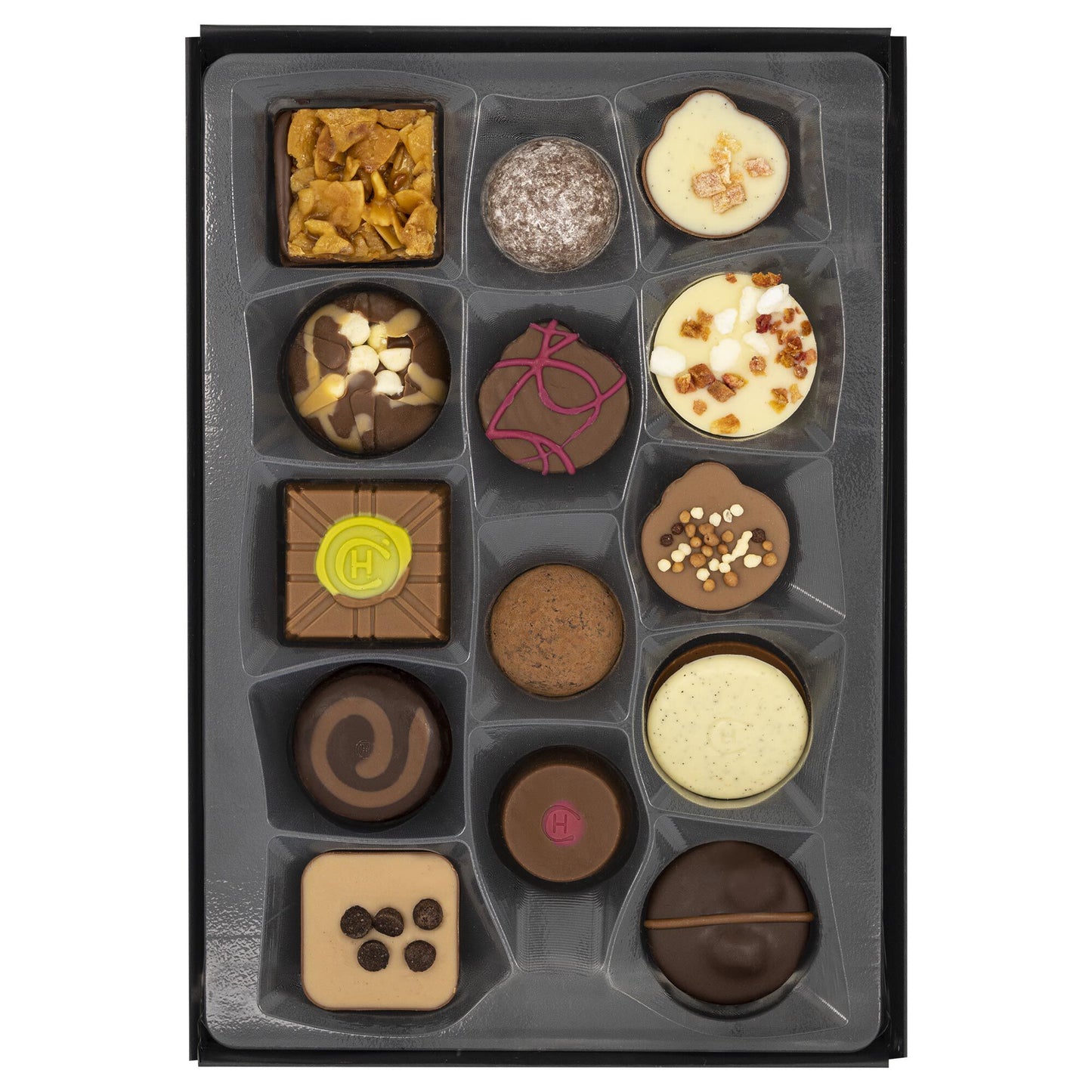 Hotel Chocolat - The Everything H-box 14 Milk, White and Dary chocolates 185g Gifts for Birthday, Congratulations